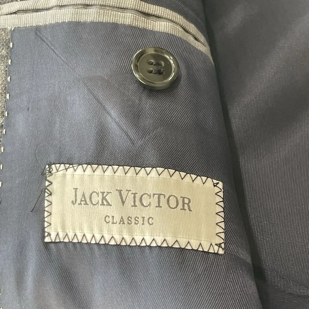 Jack Victor Rochester Blazer Men 44XL Gray Check Luxor 2 Button Wool